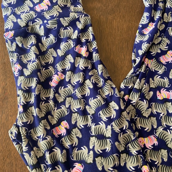 OS LLR Nancy blue zebra animal leggings - Picture 2 of 3